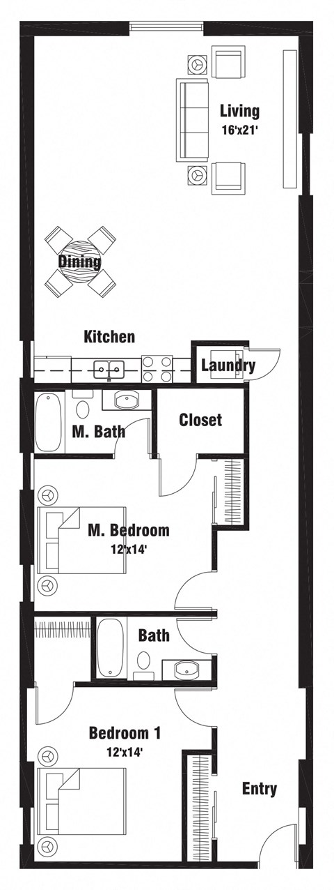 C4 Floor Plan at Riverpoint Lofts, Iowa, 50309